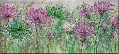 Wizardi Bead Embroidery Kit - Cornflowers in the Field. Colorful Beads, Beading Needles. DIY Kit. Embroidery for Beginners. Home Decor. AB-882 Abris Art - color: Cornflowers in the field
