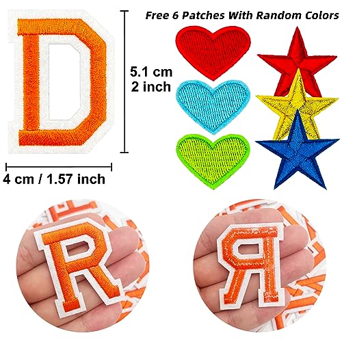 Jongdari Iron on Letters, 110 Pcs Alphabet Patches, Decorate Repair Letter Patches for Clothing Shirts Jackets Hats Jeans Shoes Bags (110pcs, Orange) - color: Orange, size: 104 Letters + 6 Patches