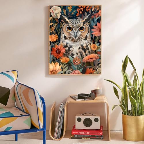Owl Stamped Cross Stitch Kits for Adults Beginner, Flowers Counted Cross Stitch Kits Printed Stitching Cute Patterns Dimensions Needlepoint Art Crafts Embroidery Kits for Adults - color: Cross Stitch-1215-5