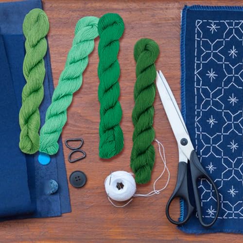 FREEBLOSS 4 Pcs Sashiko Thread Sashiko Skein 100 M*4 Colors(Green) Cotton Embroidery Thread Japanese Quilting & Embroidery Sashiko Kit Supplies Sewing Thread - color: Green