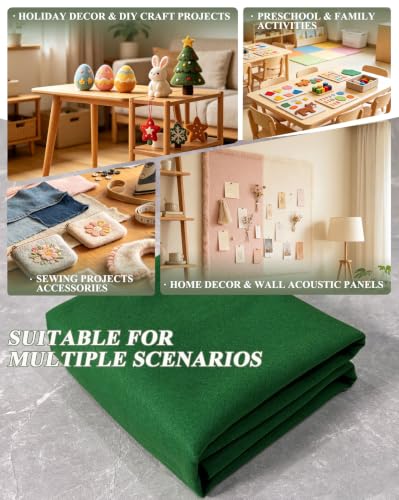 Emerald Green Felt Fabric 36" X 36" 1.6mm Thick Soft Square Felt Sheet - color: Emerald Green
