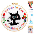 Haootadiy Beginner Embroidery Kit for Adults, Easy Cross Stitch Kit for Beginners and Adults, Full Embroidery Hoop Kit with Needles and Thread Included (Pattern 1) - color: Pattern 1