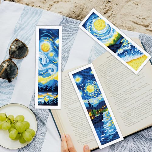 ORIGACH 6 Pack Van Gogh Starry Night Cross Stitch Kit - style: Swirling Night Sky