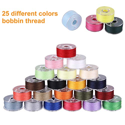 BHSKJSZ 25 PCS Bobbins and Sewing Thread with Case, Pre-Wound Bobbins Set for Hand and Machine Sewing Assorted Colors Perfect Tools for DIY