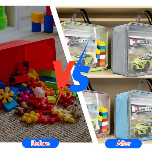 4-Pack Large Toy Storage Bags, Mesh Travel Bag for Board Games Storage - size: Double compartments