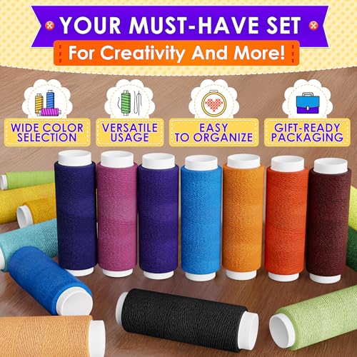 Sewing Thread Set, 39 Colors, 140 Yards Per Spool, Case Included - color: Multicolor