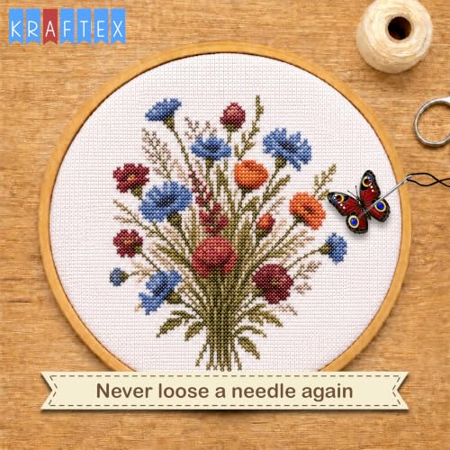 Kraftex Magnetic Needle Minder. Needleminder for Embroidery & Sewing. Cute Needlepoint Accessories. Magnetic Needle Holder for Cross Stitch. Cute Magnet Pin Gift - color: Butterfly