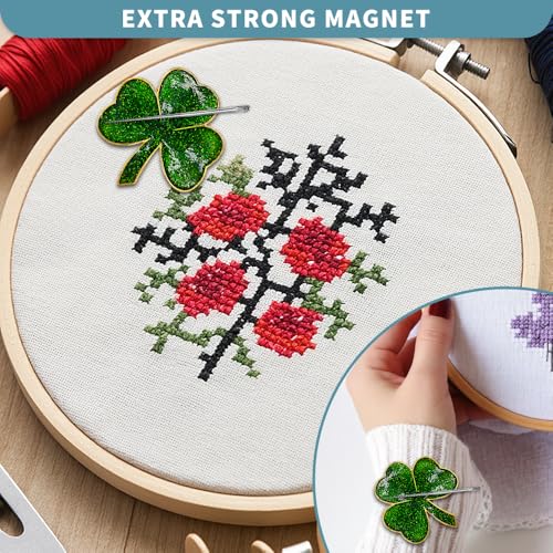 Magnetic Needle Minder Magnet Embroidery Accessories and Supplies Embroidery Needle Holder Cross Stitch Holder Needlework Supplies (Cardinal) (Shamrock) - size: Shamrock
