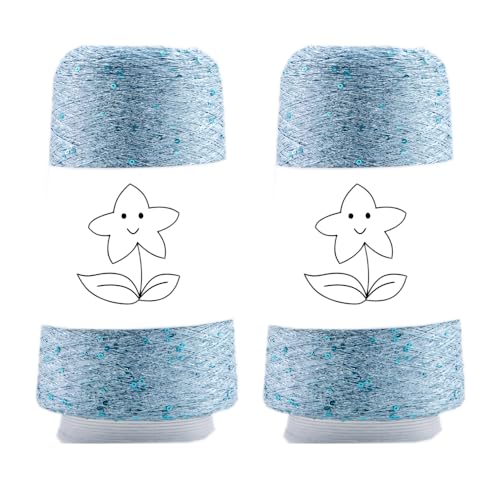 2 Balls Sequin Sparkle Lurex Yarn, Shining Glitter Metallic Knitting-in Accessory Yarn Thread for Knitting and Crochet Sweater Shawl 5000 Yards (1, Slight Blue) - color: Slight Blue