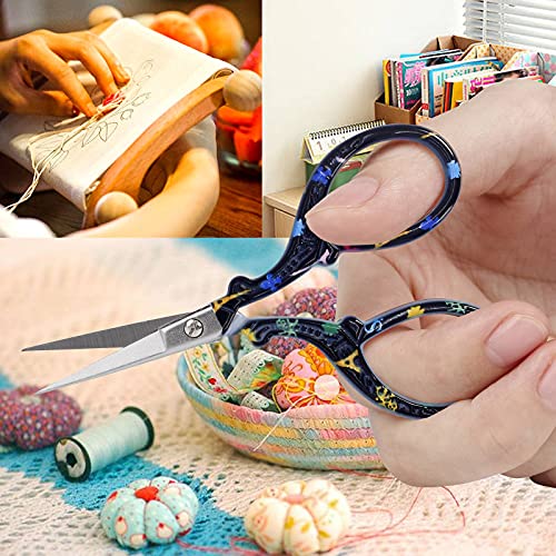 BIHRTC 3.6 Inch Small Craft Scissors - Straight, Sharp Stainless Steel Scissors for Embroidery, Needlework, Office, Craft, Household, Needlepoint - Black Tower - color: Black Tower
