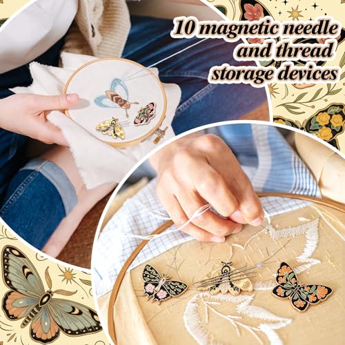 Wavyknot 10 Pcs Retro Butterfly Needle Minder Magnetic Needle Keeper - style: Retro Butterfly