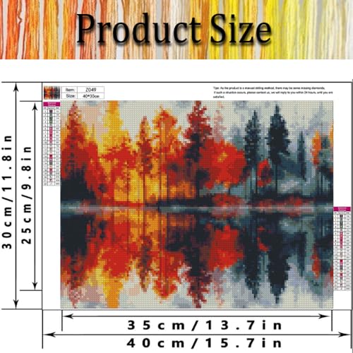Lake Forest Reflection Stamped Cross Stitch Kits for Adults Beginners - color: Tree Landscape