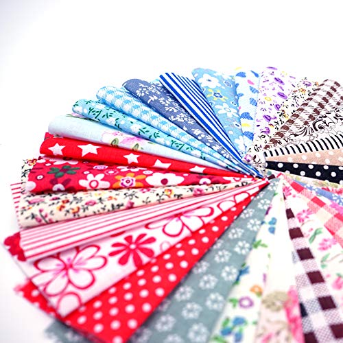Phantomon 50pcs Cotton Fabric Craft Linen Square Precut Patchwork Sheets for Quilting, Sewing, Scrapbooking, Simplicity Patterns (4Inch x 4Inch) - size: 4Inch x 4Inch