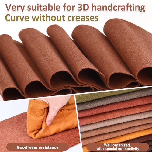 XSEINO 13 Rolls 8"x35" 1.4mm Thick Soft Felt Fabric Sheet 13 Assorted Dark Brown Series Colors Felt Pack for DIY Craft Sewing Squares Nonwoven Patchwork - color: Dark Brown Hues
