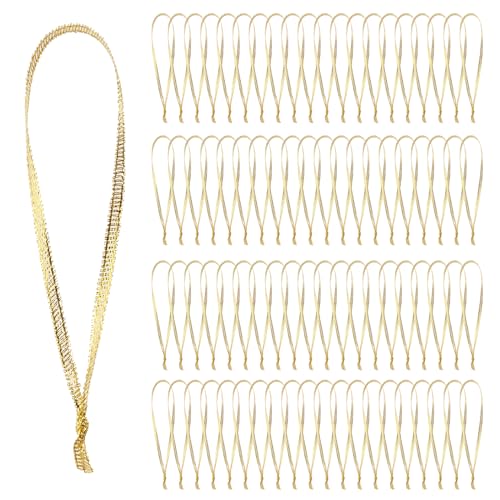 100 Pcs Christmas Ornament Ribbon Hangers, Thin Hand Tied Ornament Ribbon Loops - color: Gold