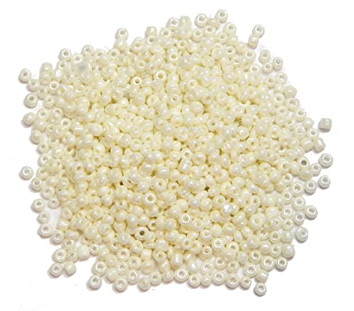 Perlin Glass Seed Beads 3mm 8/0 Round Mini Small Pony Beads 3300pcs for Making Earrings Bracelets Pendants Waist Jewelry DIY Handmade Opaque Color Kit (Beige) - color: Beige