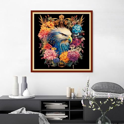 Findvoor Stamped Cross Stitch Kits for Beginners Full Range of Cross Stitching Embroidery Pattern for Adults, 11CT DIY Needlepoint Embroidery Starter Kits-Eagle Wreath 17.7x17.7 inch - color: StampedKits 11