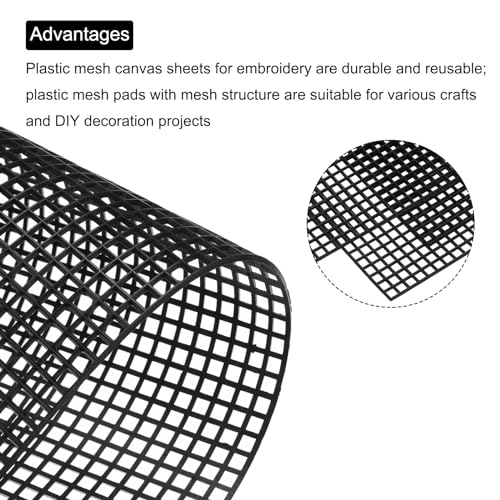 MECCANIXITY 6pcs 16.5"x24" Plastic Mesh Canvas Sheet 6 Count Needlepoint Blank Canvas for Embroidery Knit Crochet Acrylic Yarn Crafting, Black - size: 16.5"x24"
