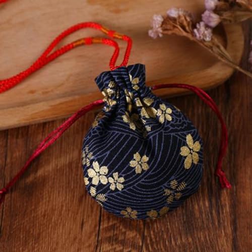 MAYJOYDIY 1 Yard 59 Inch Blue Japanese Cotton Fabric Sakura Quilting Bundles Gold Cherry Blossoms and Waves Print for Sewing Clothing Bag Tablecloth Sofa Pillow DIY Craft - color: Blue