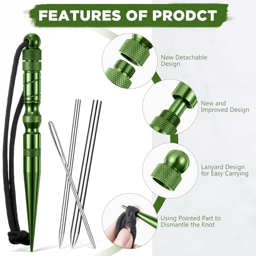 Shimeyao 12 Pcs 2026 Update Paracord FID Knotter Tools Set, Army Green - color: Army Green