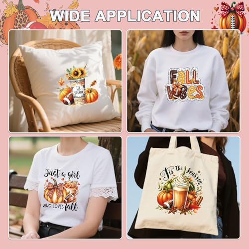 Fall Iron on Transfers for Tshirts - 20Pcs Dtf Transfers Ready to Press, Autumn Pumpkin Iron on Decals Patches, Fall Harvest Season Heat Sublimation Stickers for DIY Clothes Bags Pillows - color: Fall776