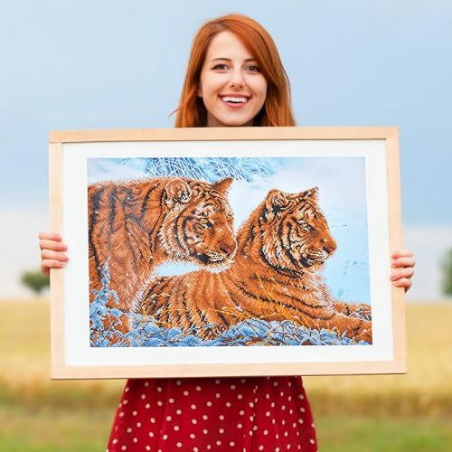 DIAMOND DOTZ Tigers in The Snow Diamond Painting Kit for Adults with Gems