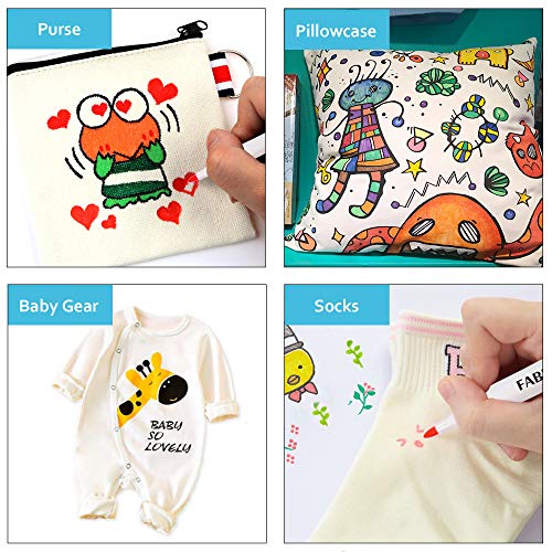 Fabric Markers, Lelix 36 Colors Permanent Fabric Pens for Writing Painting on T-Shirts Clothes Sneakers Canvas, Child Safe & Non-Toxic for Kids Adults - color: 36 Colors