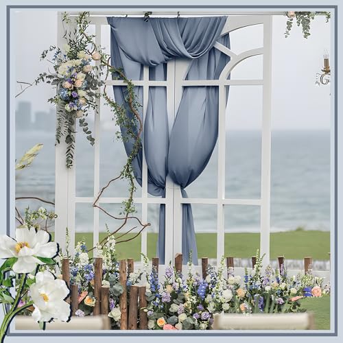 Horbaunal Dusty Blue Chiffon Fabric by The Yard, 1 Yard Precut Sheer Fabric - color: Dusty Blue, size: 1 Yard