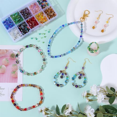 BEEFLYING 200Pcs 3mm Crystal Cube Glass Beads Square Loose Glass Spacer Beads for Jewelry Bracelet Necklace Earring DIY Craft Home Decor（0.12inch Purple - color: Purple, size: 3mm