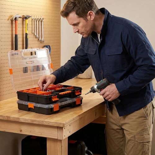 3-Pack Parts Tool Box Organizers,21-Compartments Organizer Box with Removable Dividers for Hardware, Screws, Bolts, Nails, Beads, Jewelry and Fishing Accessories,Stackable (3 pcs) - color: 3 pcs