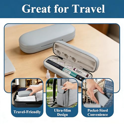 Insulin Pen Case, Portable Travel Cooler for Diabetic Supplies - color: Gray