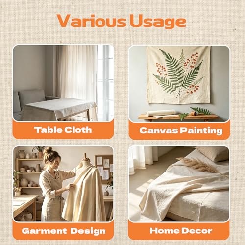 5 oz Lightweight Canvas Fabric, Soft Natural Cotton Blend 60'' Wide for Sewing, Painting, Tote Bags, Embroidery, DIY Crafts (Unbleached, 2 Yard) - color: Unbleached - 5oz, size: 2YD-(60'' x 72'')