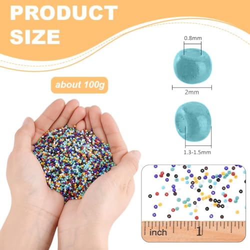 PH PandaHall 6000 Pcs 11/0 Glass Seed Beads, 2mm Seed Beads Mixed Colors Round Waist Bead Mini Spacer Bead for Earring Choker Bracelet Neckalce Waist Chain Jewelry DIY Crafts Making - color: Mixed Colors-6000 Pcs