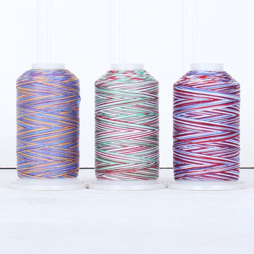 ThreadArt Variegated Cotton Thread Set, 600M 40/3, 3 Cones Holiday Colors - color: VARIEGATED HOLIDAY COLORS
