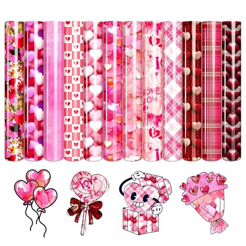 Tintnut Pink Love Heat Transfer Vinyl, 12 Sheets 12"x10" Iron on Vinyl - color: Red Pink-12