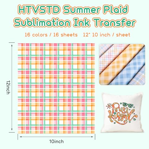 Summer Plaid Sublimation Ink Transfer 16 Sheets 12x10 Inches - color: Plaid-16