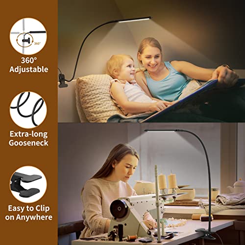 iZELL Desk Light [2-Pack] LED Desk Lamp with Clamp [77 LEDs with 3 Color Modes & 10 Brightness Levels] Flexible Gooseneck Book Light, Easy Clip-on Reading Light - style: [2-Pack] 1 LED Lamp