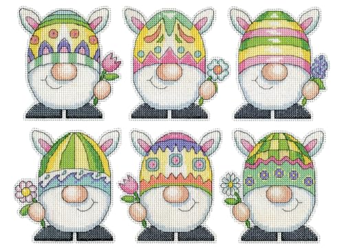 Design Works Crafts Easter Gnomes Counted Cross Stitch Ornament Kit - Set/6