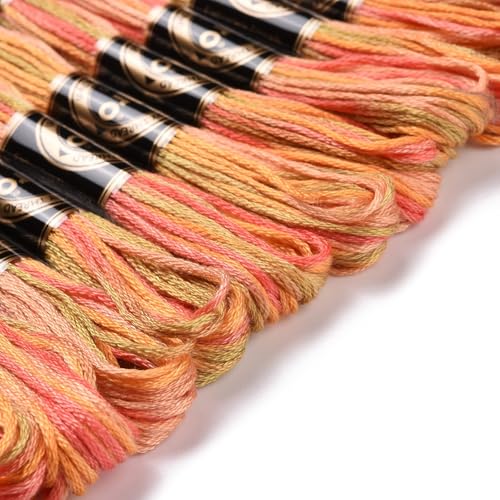 10 Skeins Sandy Brown 0.5mm 6-Ply Polyester Embroidery Floss Cross Stitch Threads Segment Dyed Gradient for DIY Craft Hand Sewing Knitting DIY Crafts Jewelry Making 8.75 Yards(8m)/Skein - color: Sandy Brown