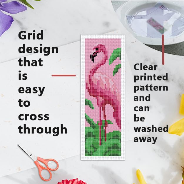 INFUNLY 6PCS Flamingo Cross Stitch Bookmarks Kit Pink Handmade Cross Stitch Bookmarks Make Time to Read DIY Cross Stitch Bookmark Set with Backing Felt Floss Instruction for Adult Book Lovers - style: 6PCS Flamingo