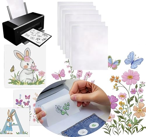 Sticky Water Soluble Embroidery Stabilizer Paper Stabilizer 6 Pcs Stick and Stitch Template Paper wash Away Embroidery Patterns - Allowed for Drawing Printting for Cross Stitch & Needlework