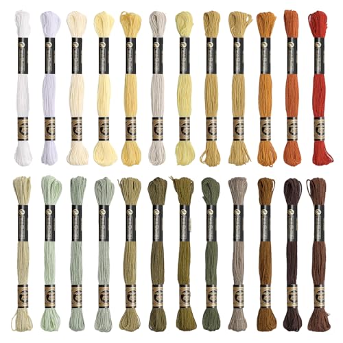 24 Skeins Embroidery Cotton Floss is 100% Egyptian Long Fiber Cotton of 8.75yds Each Cotton Cross Stitch Thread for Hand Embroidery DIY Creation and Friendship Bracelet String (Autumn-Winter Series) - color: Autumn-Winter Series