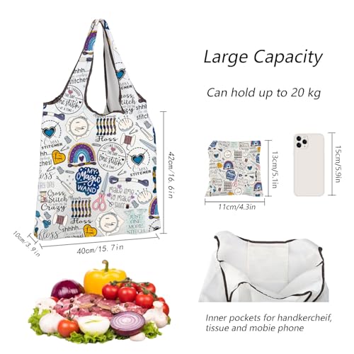 MBMSO Cross Stitch Reusable Bag Cross Stitching Gifts for Embroidery Lovers Cross Stitch Storage Bag Crafts Needlework Gifts