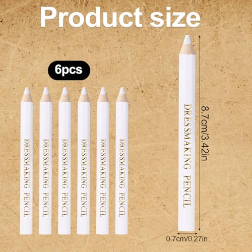 6pcs Fabric Markers for Sewing Pen, Water Soluble Tailors Chalk (White) - color: White