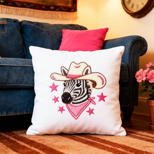 BEUNITONE 4 Set Embroidery Kit for Beginners, Animal Cowboy Patterns Cross Stitch Kits, Needlepoint Kits for Adults with Hoop, Cute Hand Embroidery Patterns for Cloth and Home Decor - style: A-Cowboy Animals