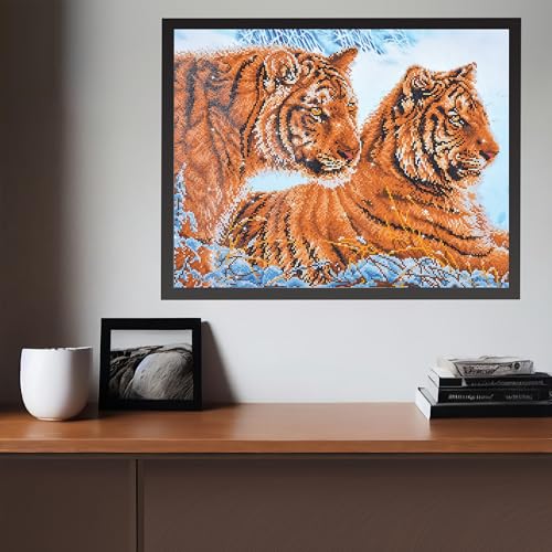 DIAMOND DOTZ Tigers in The Snow Diamond Painting Kit for Adults with Gems