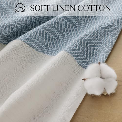 Softalker Outdoor Linen Rectangle Tablecloth with Tassel, 55 x 70 Inch - color: Blue Stripe, size: 55" x 70" (Rectangular)