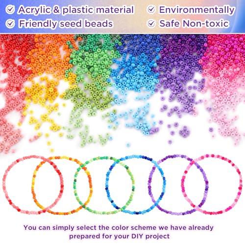 Funtopia 39 Colors 3mm Seed Beads, 9600pcs Small Beads for Jewelry Making, Tiny Craft Beads for Bracelet Making (Pack of 2) - color: Solid Color, size: 3mm (Pack of 2)