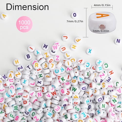 SUTOUG 1000PCS Letter Beads, 4x7mm White Alphabet Beads for Jewelry Making - color: White