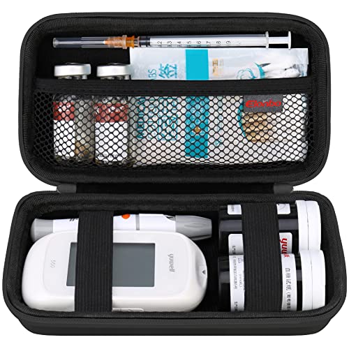 Elonbo Diabetic Supplies Travel Case for Glucose Meter Diabetes Testing Kit - color: Black